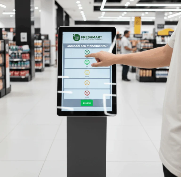 Exemplo de pesquisa de satisfação em tela interativa